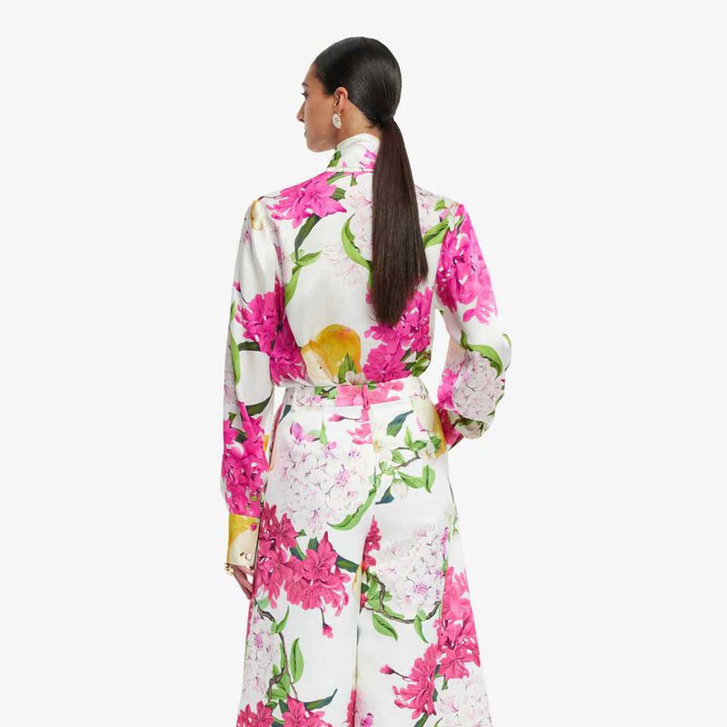 LEO LIN Freya Tie Neck Silk Blouse image number 1